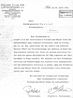 Brief des Klner Oberbrgermeister Wallraf an das preussische Kriegsministerium