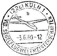 Luftpoststempel aus Anlass der Segelflugweltmeisterschaft 1960 in Kln Butzweilerhof