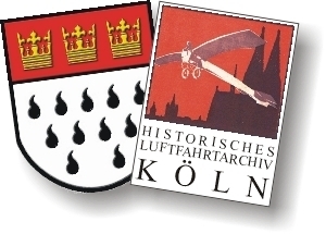 Stadtwappen Kln und Logo des Historisches Luftfahrtarchiv Kln