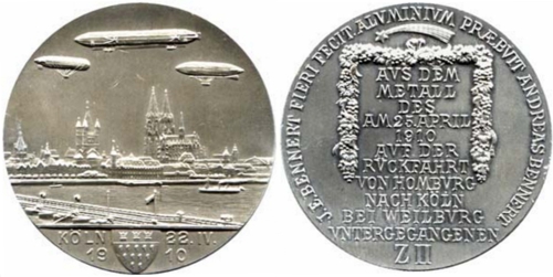 Medaille aus dem Alumnium des Zeppelin Z II