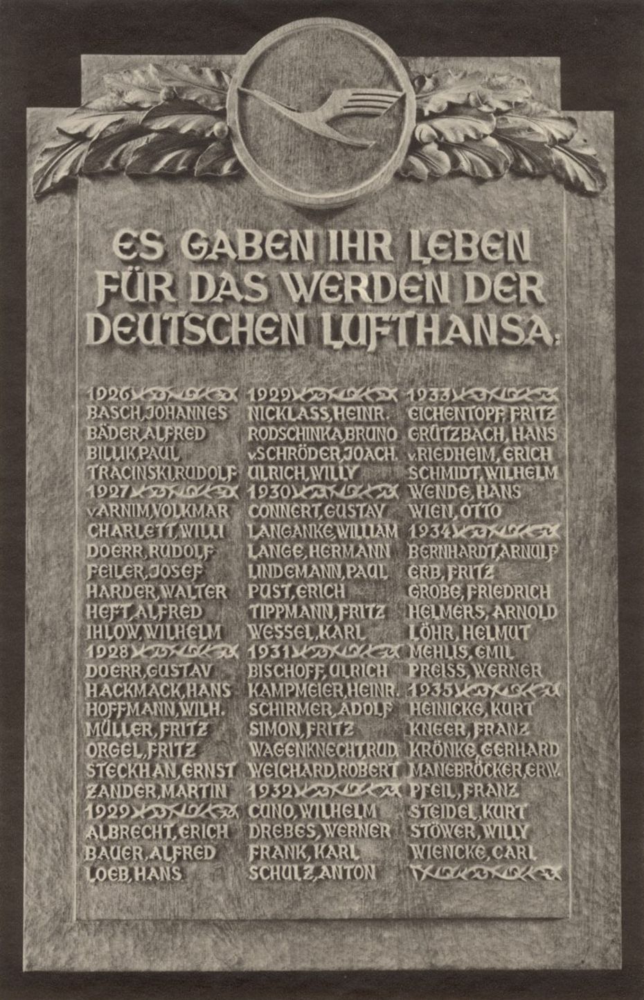 Liste der zwischen 1920 und 1920 verunglückten Piloten der Lufthansa