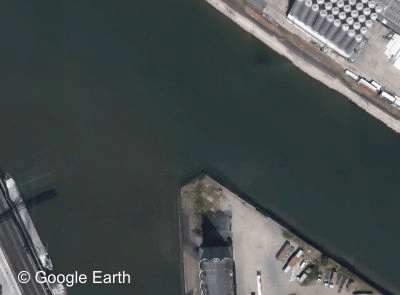 Standort des transatlantischen Wasserflugzeughafens im Niehler Hafen - Köln.