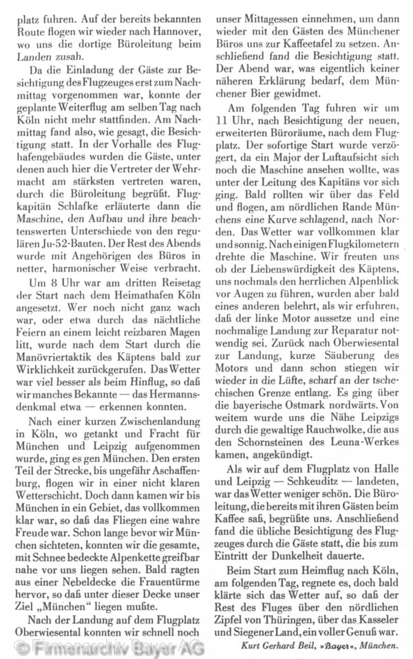 Flug der Bayer-Ju D-AOHU ber Deutschland