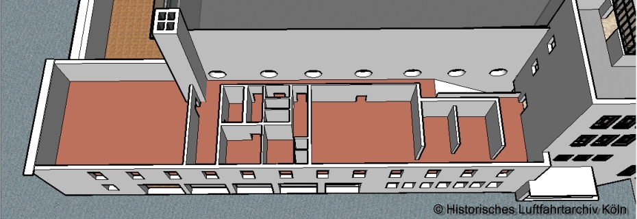 Grundriss 1. OG des Anbaus Turm der Luftaufsicht Flughafen Kln Butzweilerhof