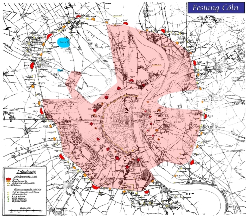 Entfestungskarte der Festung Cöln - Mengenicher Front