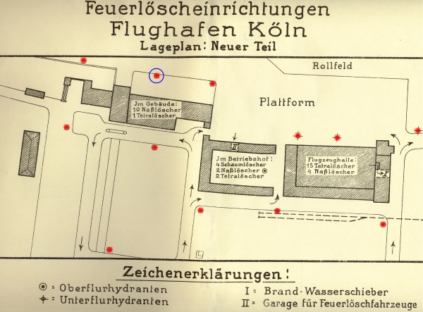 Hydranten der Feuerlöscheinrichtungen Flughafen Köln Butzweilerhof
