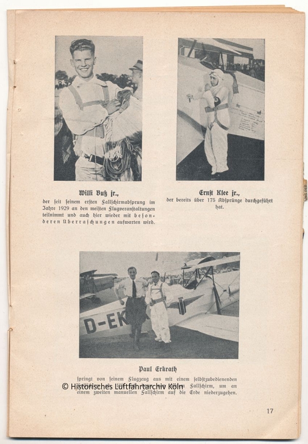 Programmheft des Volksflugtag 1934 in Kln auf dem Flughafen Butzweilerhof