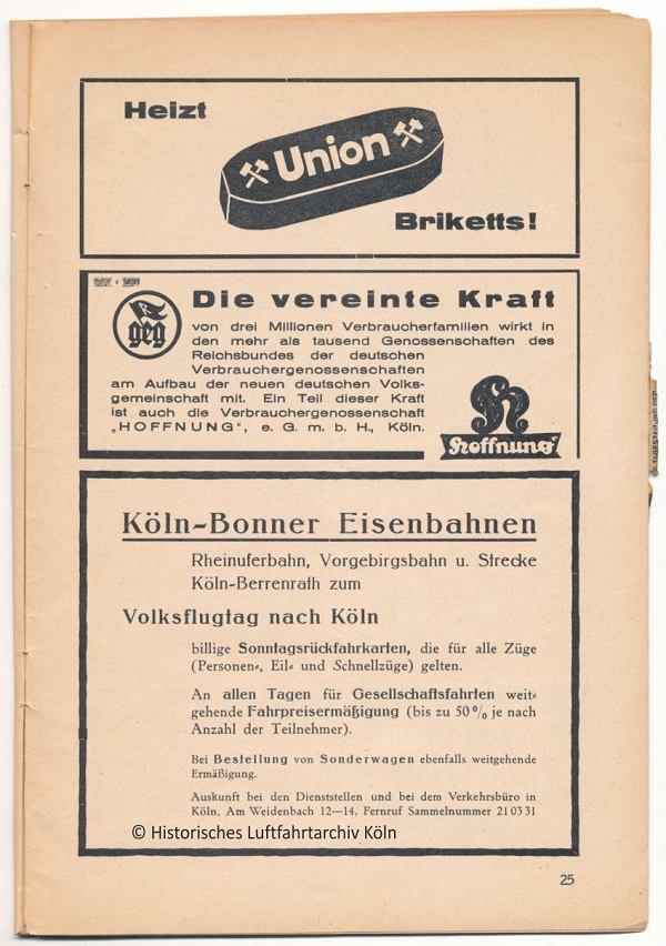 Programmheft des Volksflugtag 1934 in Kln auf dem Flughafen Butzweilerhof