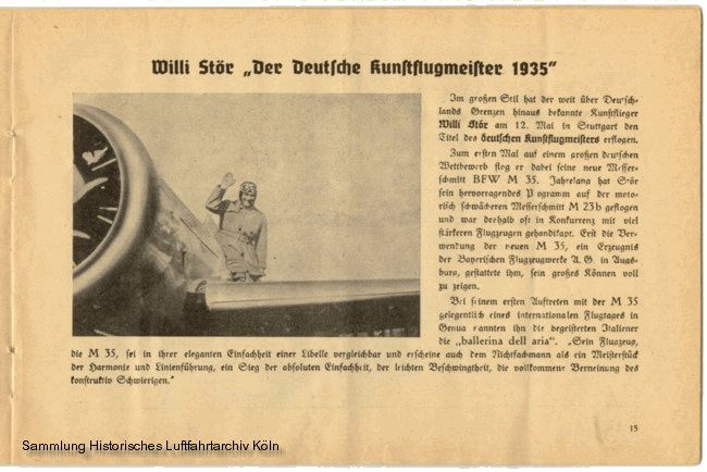 Volksflugtag 1935 Flughafen Kln Butzweilerhof Vorstellung Willi Str Der Deutsche Kunstflugmeister 1935