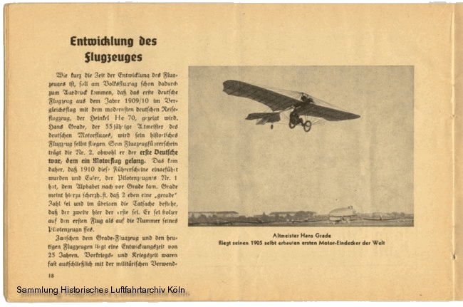 Volksflugtag 1935 Flughafen Köln Butzweilerhof Erklärung Entwicklung des Flugzeuges