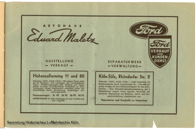 Volksflugtag 1935 Flughafen Kln Butzweilerhof Werbung Fort Maletz