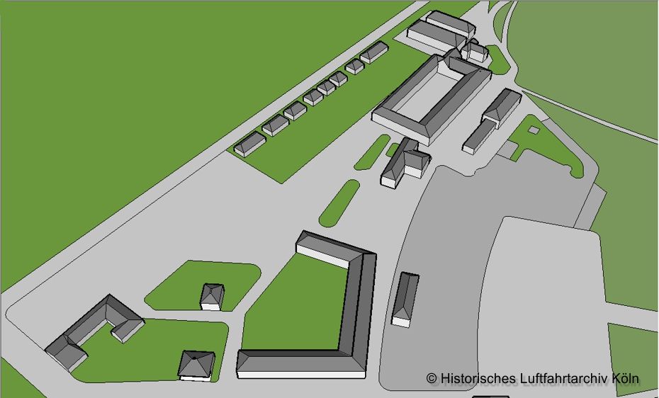 Architekturmodell des Fliegerhorst Köln-Ostheim Ansicht Nord Technikbereich