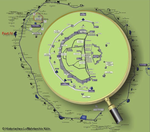 Die Festung Kln mit ihren vier Festungsringen. Rmer, Mittelalter, Knigreich Preussen und Kaiserreich.