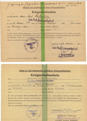 Urlaubsschein für Flakhelfer