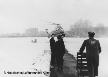 Wnterbetrieb des Hubschrauberflughafen Köln Venloerstraße