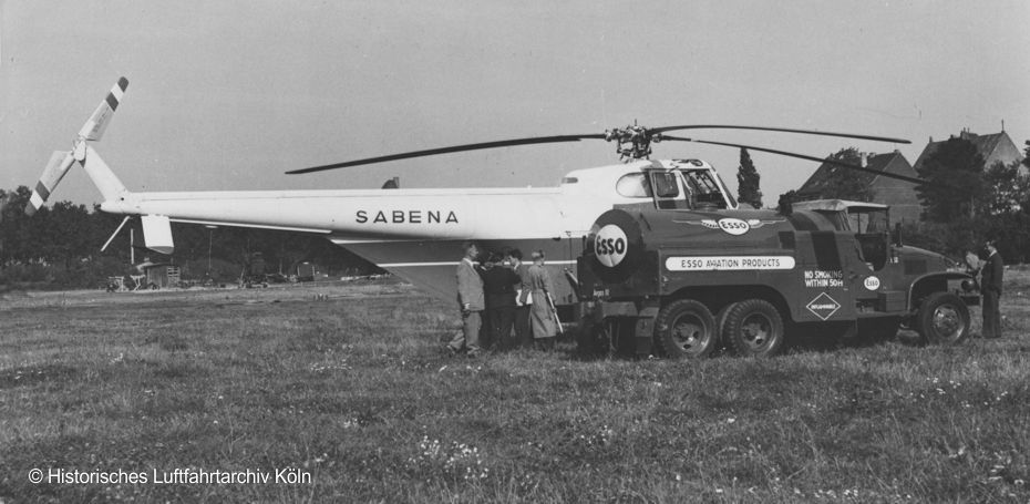 EIn Hubschrauber der Sabena am Heliport Venloerstrasse