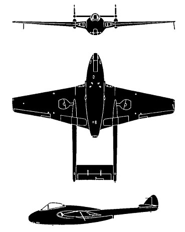 Risszeichnung der de Havilland Vampire.
