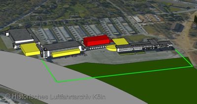 Anbauten und Motel der Motorworld Kln